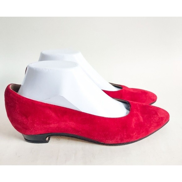 Vintage Sesto Meucci Of Florence Red Suede Flats Women's size 8 B Made in Italy - Picture 4 of 9